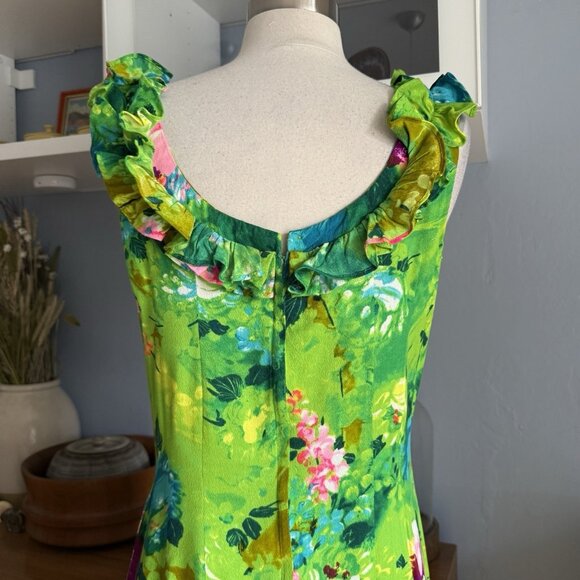 Sun Fashions Of Hawaii Honolulu 60s 70s Dress Groovy Vintage Size M/L Maxi - Picture 6 of 8